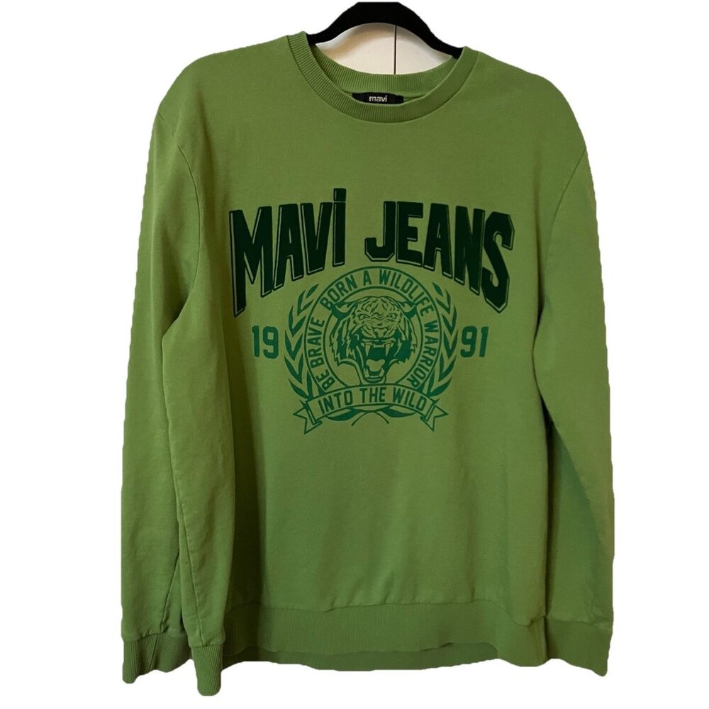 Mavi Jeans Sweatshirt Mens XL Green Tiger‎ Graphic Pullover